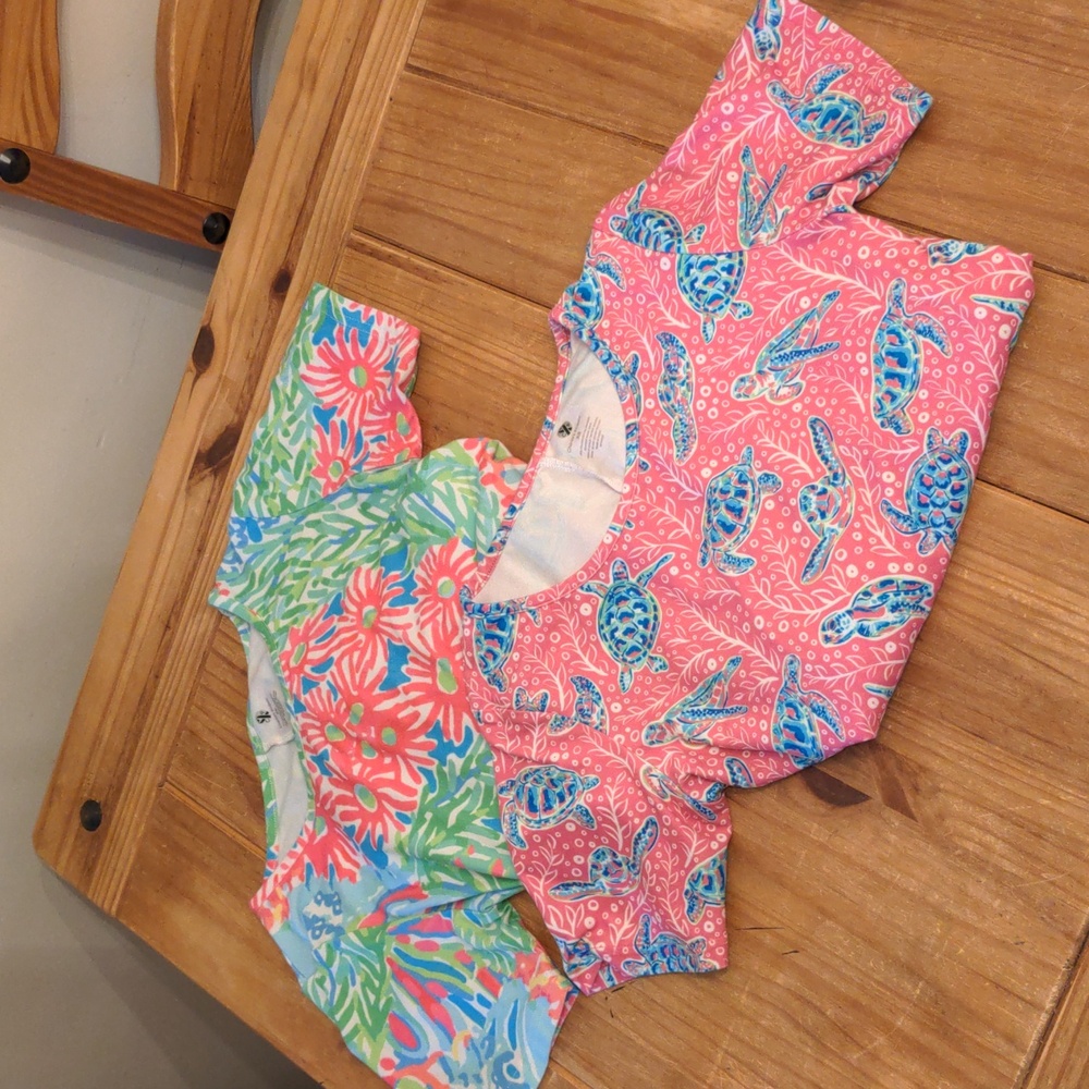 Set of 2 Charlie's Project Pink/Blue/Green Print Asymmetrical Midi Dresses, XS